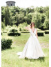 V Neck Ivory Satin Pleated Wedding Dress